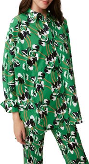 Diane von Furstenberg Caleb Floral Stretch Cotton Button-Up Shirt