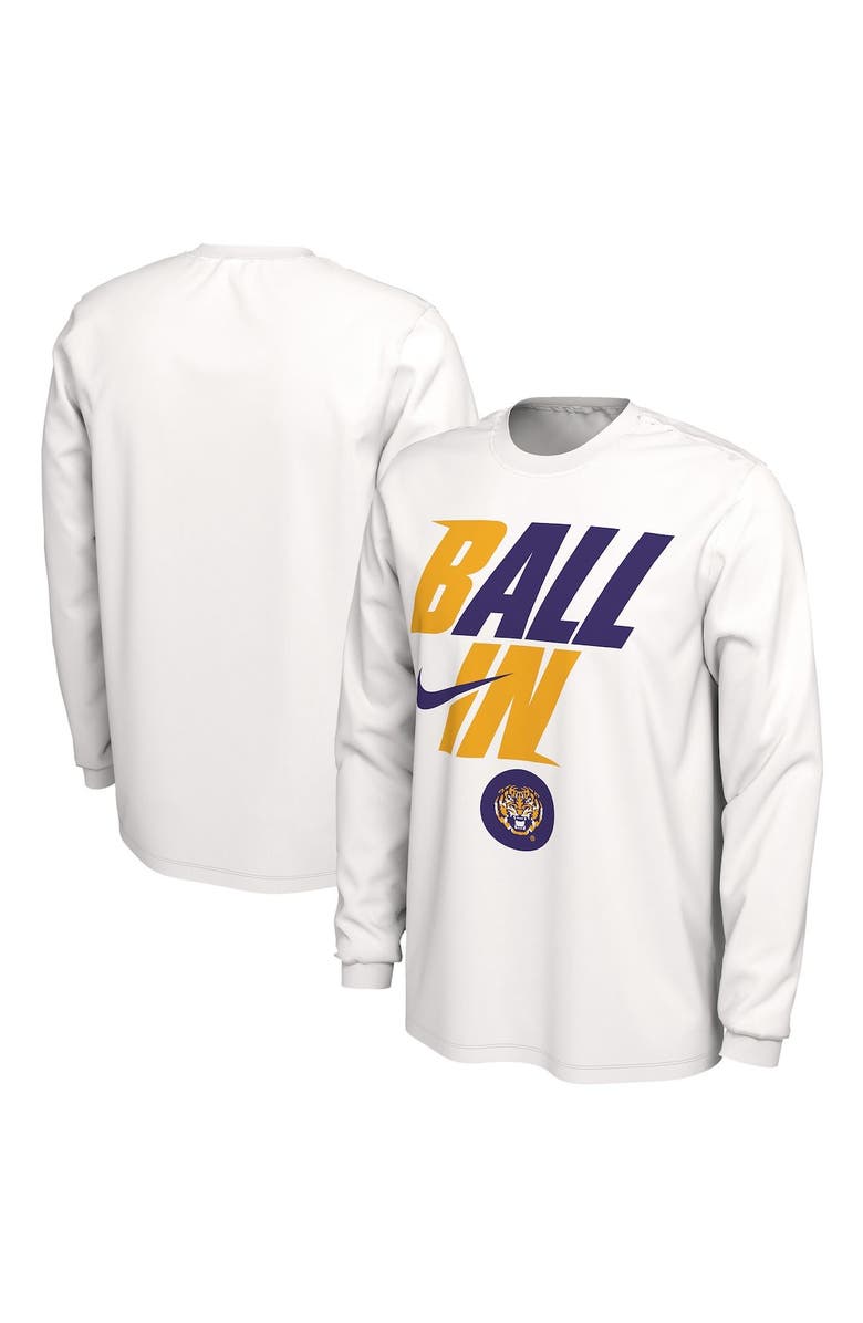 Nike Men's Nike White LSU Tigers Ball In Bench Long Sleeve T-Shirt, Main, color, 