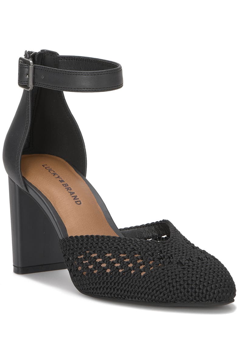 Lucky Brand Myloni Pointed Toe Pump, Main, color, Black/ Black Knshll