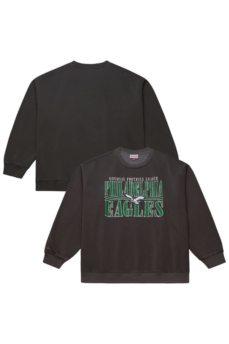 Men's Mitchell & Ness  Black Philadelphia Eagles Downtown Crew Vintage Logo Sweatshirt, Main, color, Black