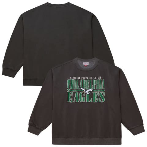 Men's Mitchell & Ness  Black Philadelphia Eagles Downtown Crew Vintage Logo Sweatshirt