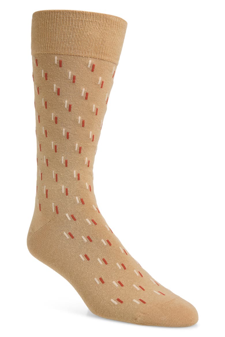 Dash Cotton Blend Dress Socks, Main, color, TAN