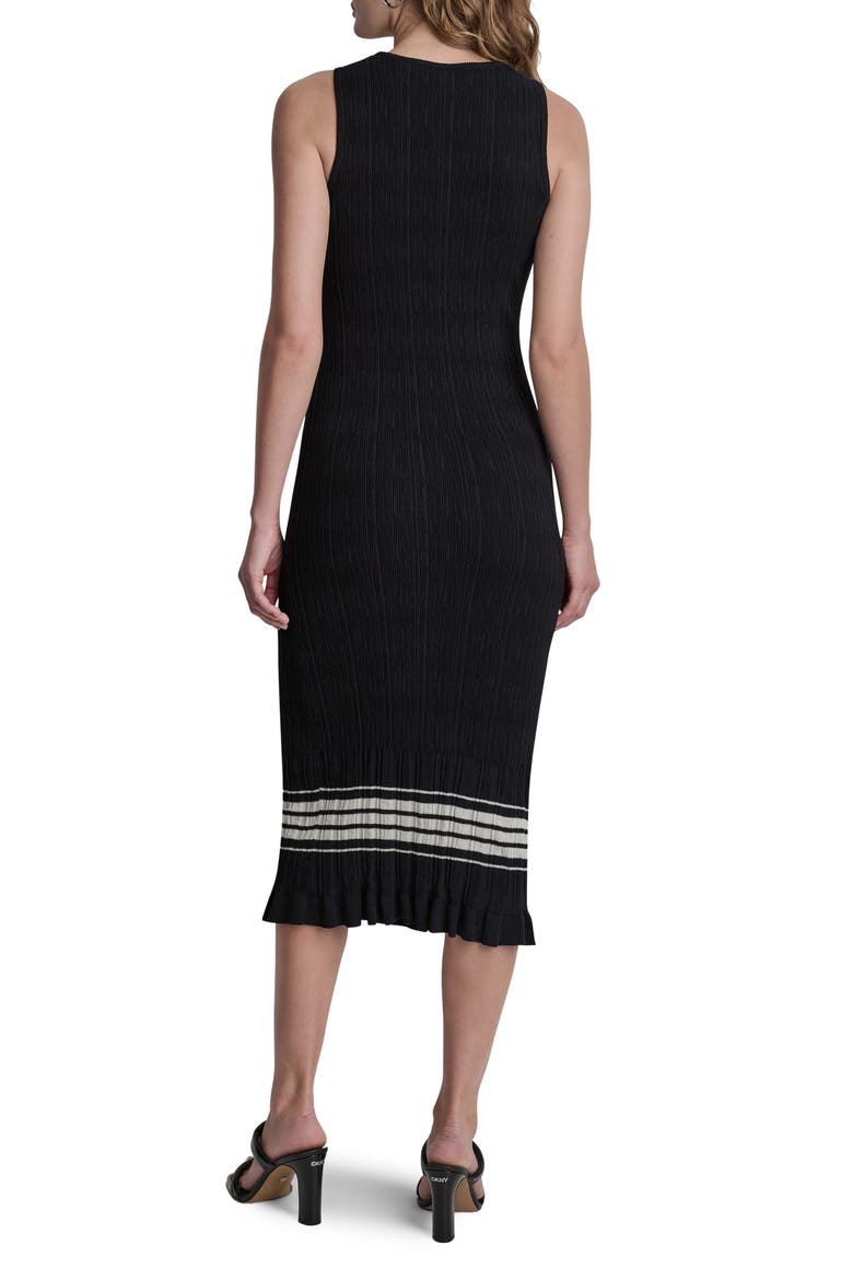 Rib Knit Dress, Alternate, color, BLACK/ COCONUT