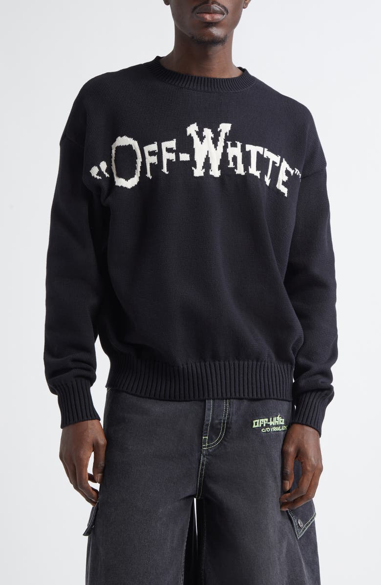 Off-White Off Quote Jacquard Logo Crewneck Sweater, Main, color,