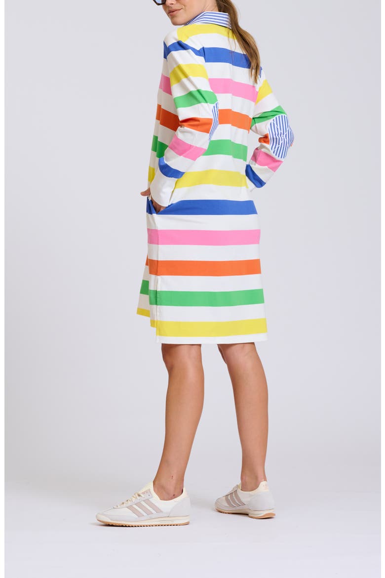 Summer Stripe Oversize Long Sleeve Stretch Cotton Shirtdress, Alternate, color, BRIGHT STRIPE
