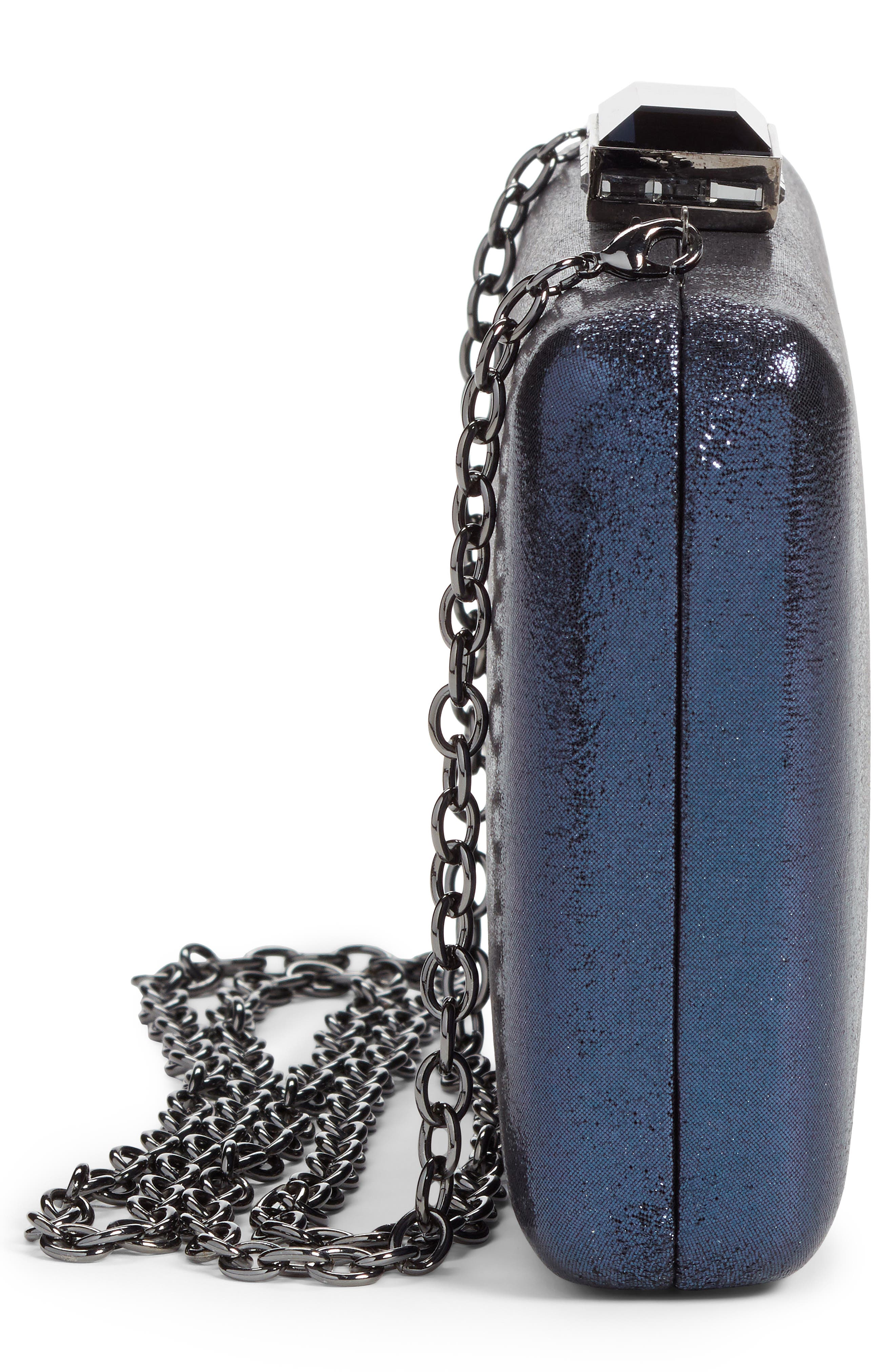 Metallic Box Clutch, Alternate, color, NAVY
