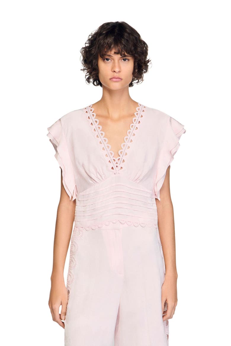 Floral jacquard crop top, Main, color, Pink