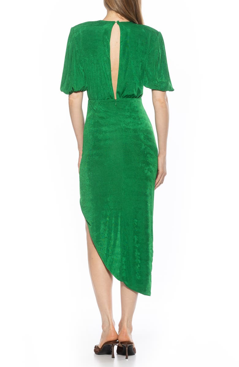 Alexia Admor Fern V-Neck Drape Slit Dress, Alternate, color, Green