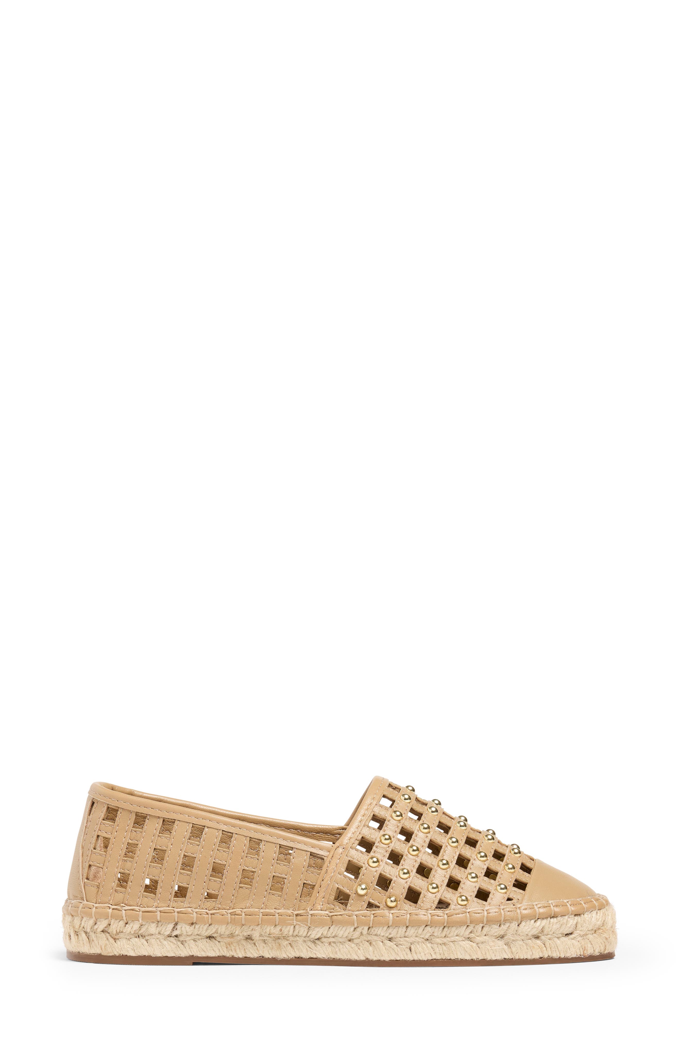 Cinq à Sept Rochel Cage Studded Espadrille Cap Toe Flat, Alternate, color, Brown Sugar