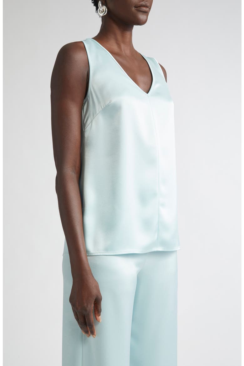 Liquid Satin V-Neck Tank, Alternate, color, AQUA