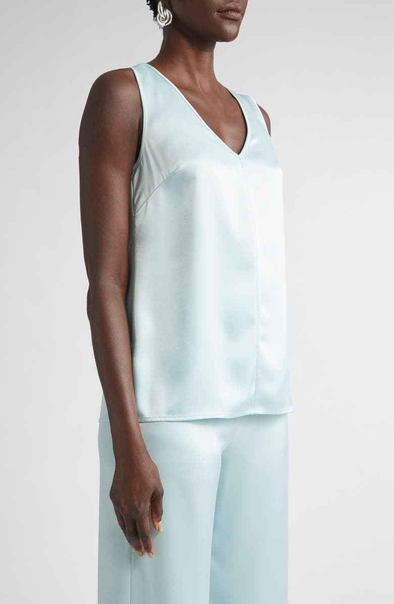 ST. JOHN Liquid Satin V-Neck Tank, Alternate, color, Aqua