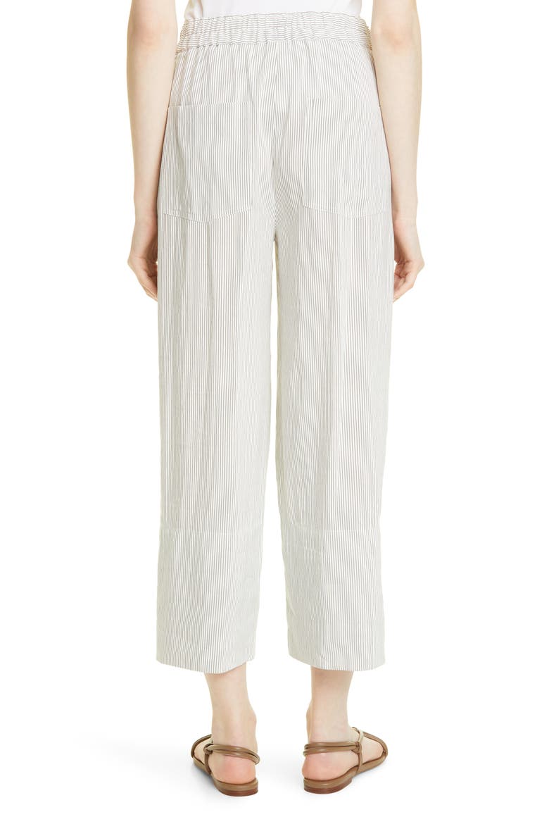 Stripe Linen Blend Crop Pull On Pants, Alternate, color, WHITE/ BLACK