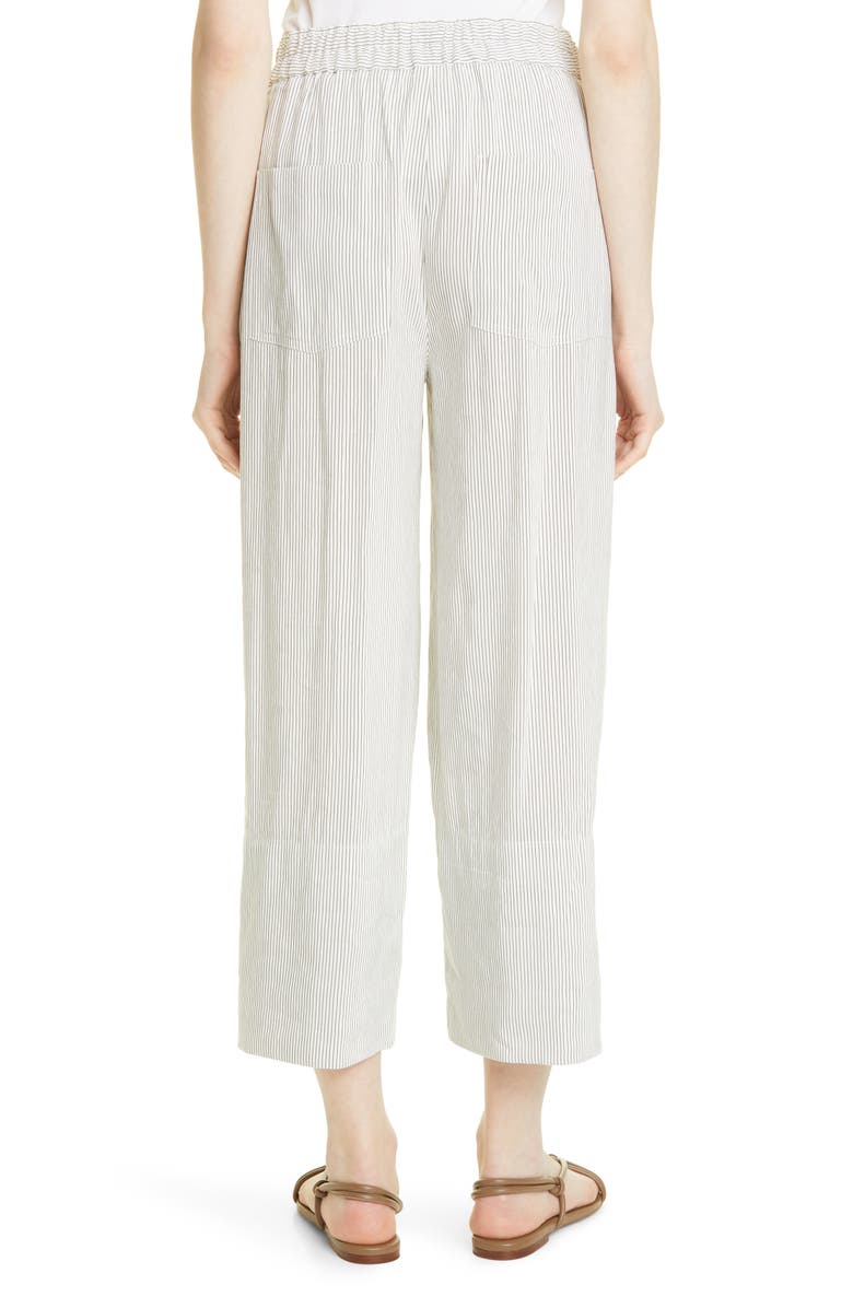Vince Stripe Linen Blend Crop Pull On Pants, Alternate, color, 