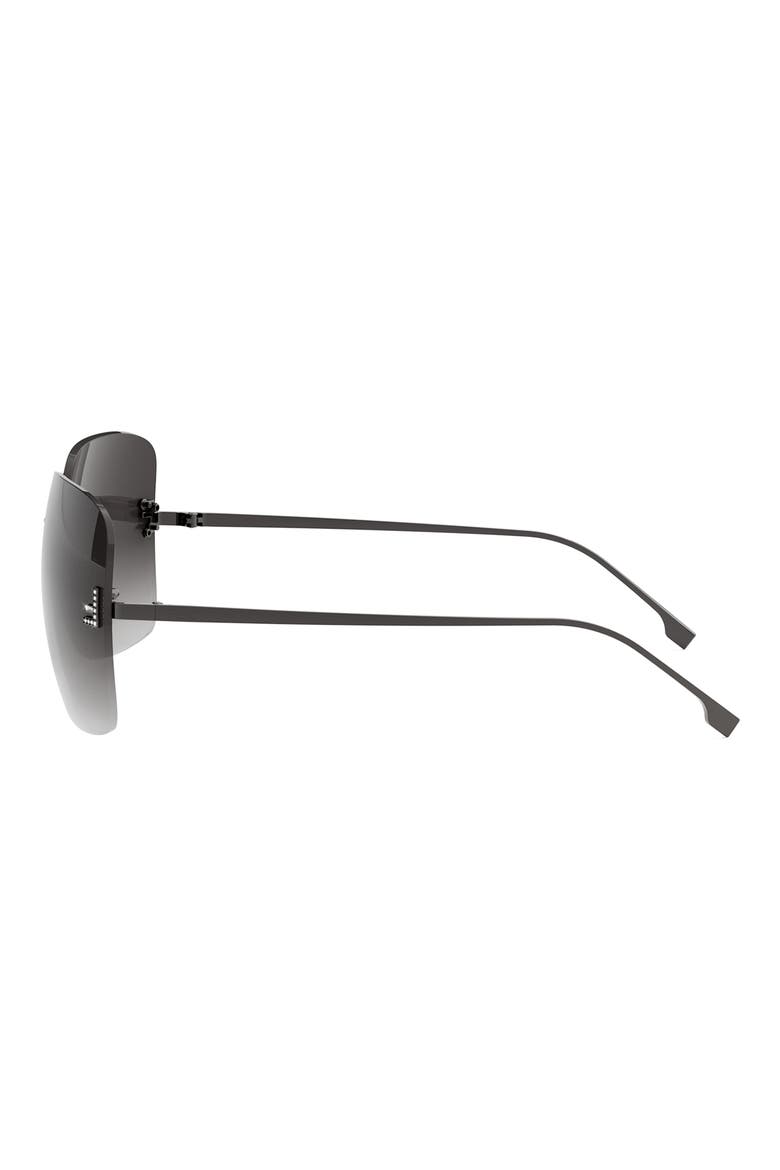 'Fendi First 65mm Oversize Square Sunglasses, Alternate, color, SHINY LIGHT RUTHENIUM / ROVIEX