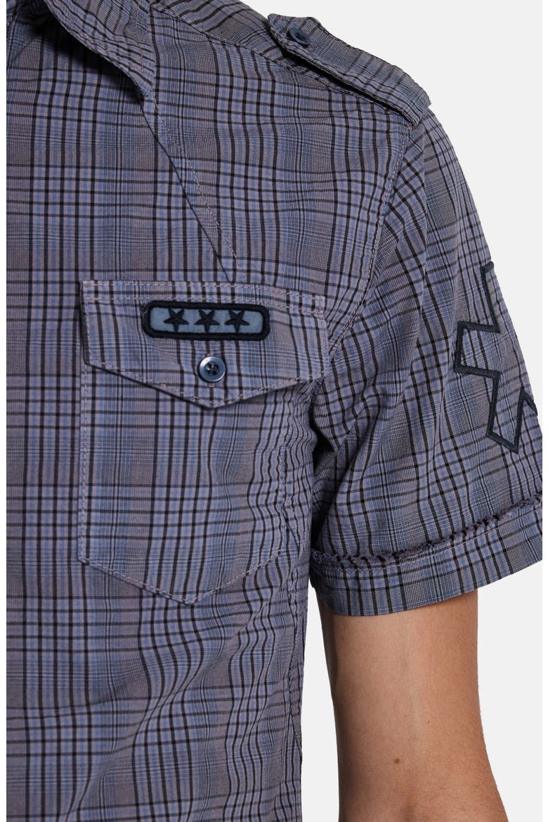 Scout Check Short Sleeve Button-Up Shirt, Alternate, color, GREY