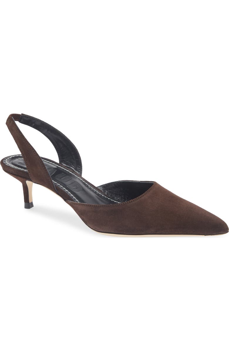 STAUD Sebastian Slingback Pointed Toe Kitten Heel Pump, Main, color, Espresso