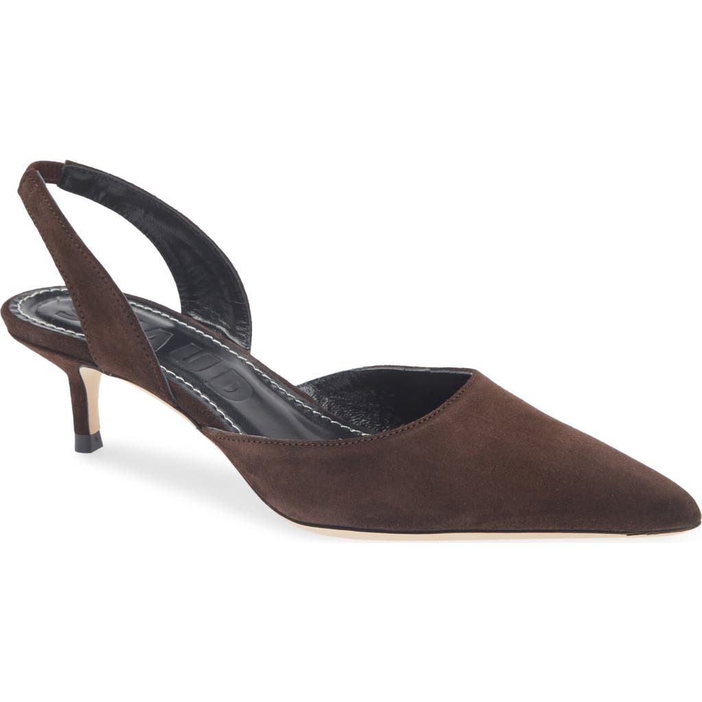 STAUD Sebastian Slingback Pointed Toe Kitten Heel Pump in Espresso at Nordstrom, Size 37