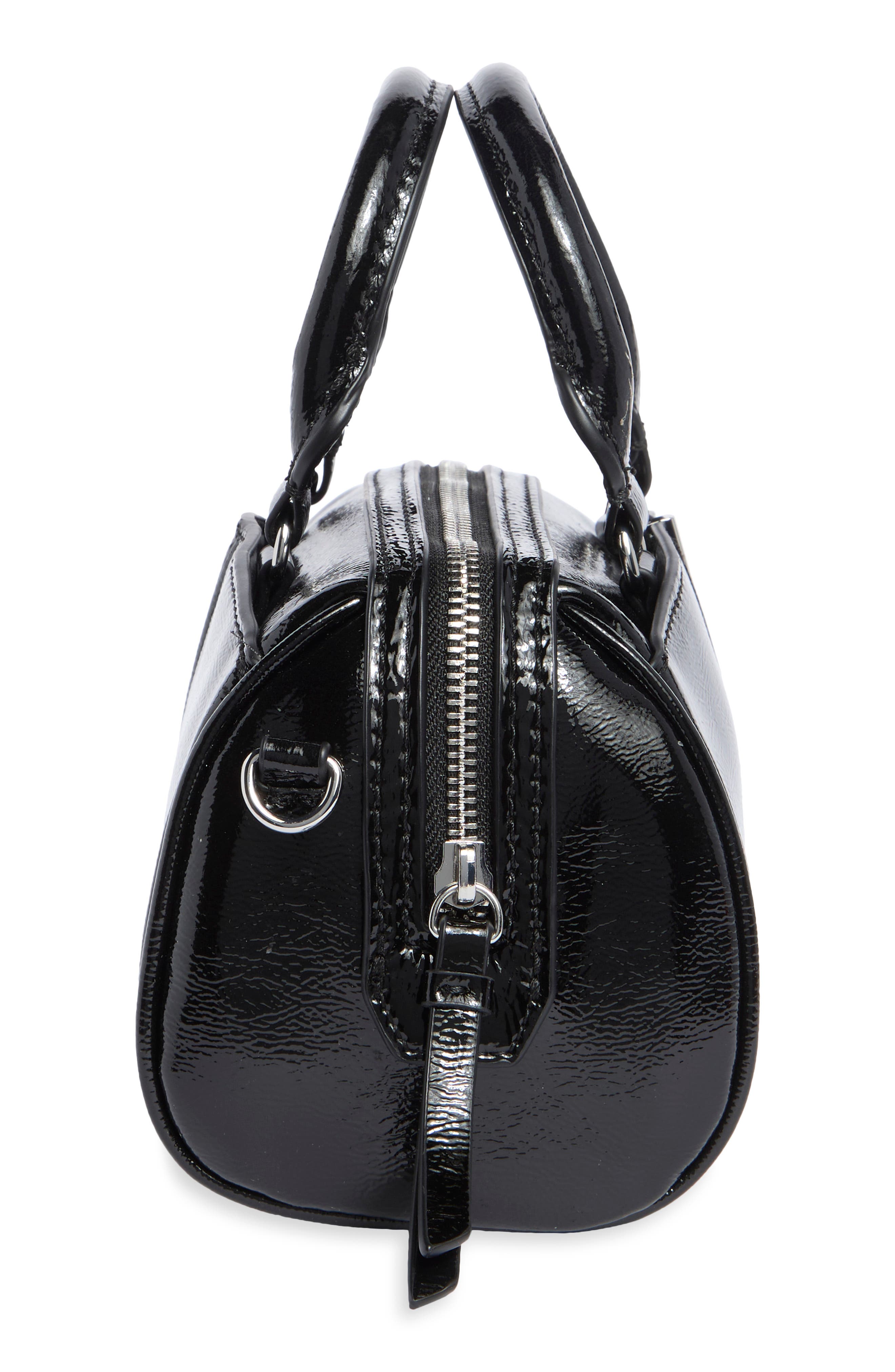 Genevieve Faux Leather Crossbody, Alternate, color, BLACK/ SILVER