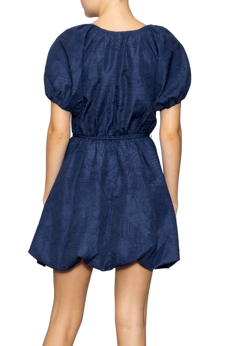 MELLODAY Tie Waist Bubble Minidress, Alternate, color, Blue