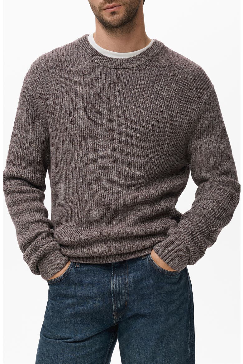 Marled Cotton Crewneck Sweater, Main, color, WINE
