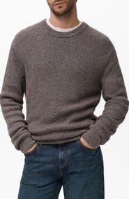 MANGO Marled Cotton Crewneck Sweater
