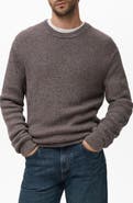MANGO Marled Cotton Crewneck Sweater