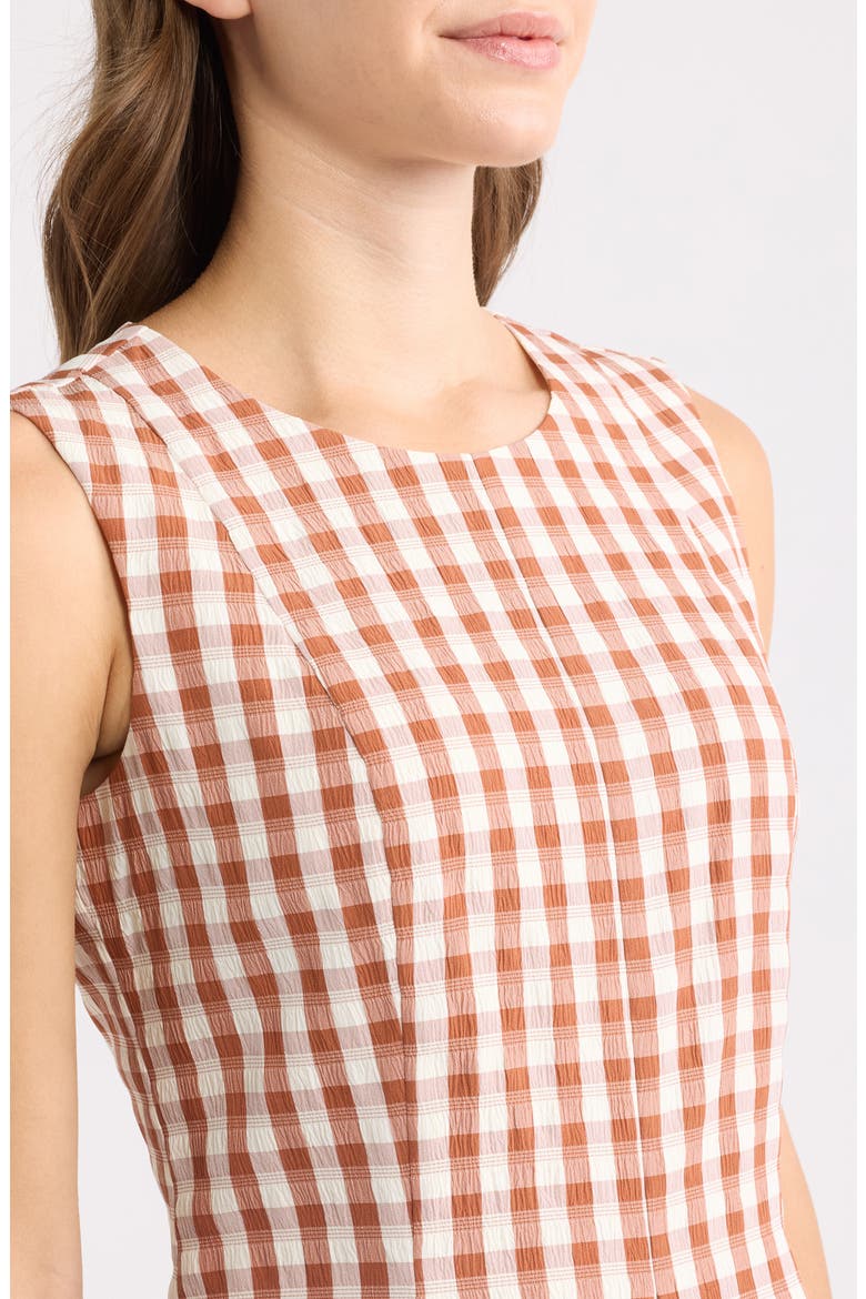 Gingham Sleeveless Peplum Top, Alternate, color, CINNAMON IVORY