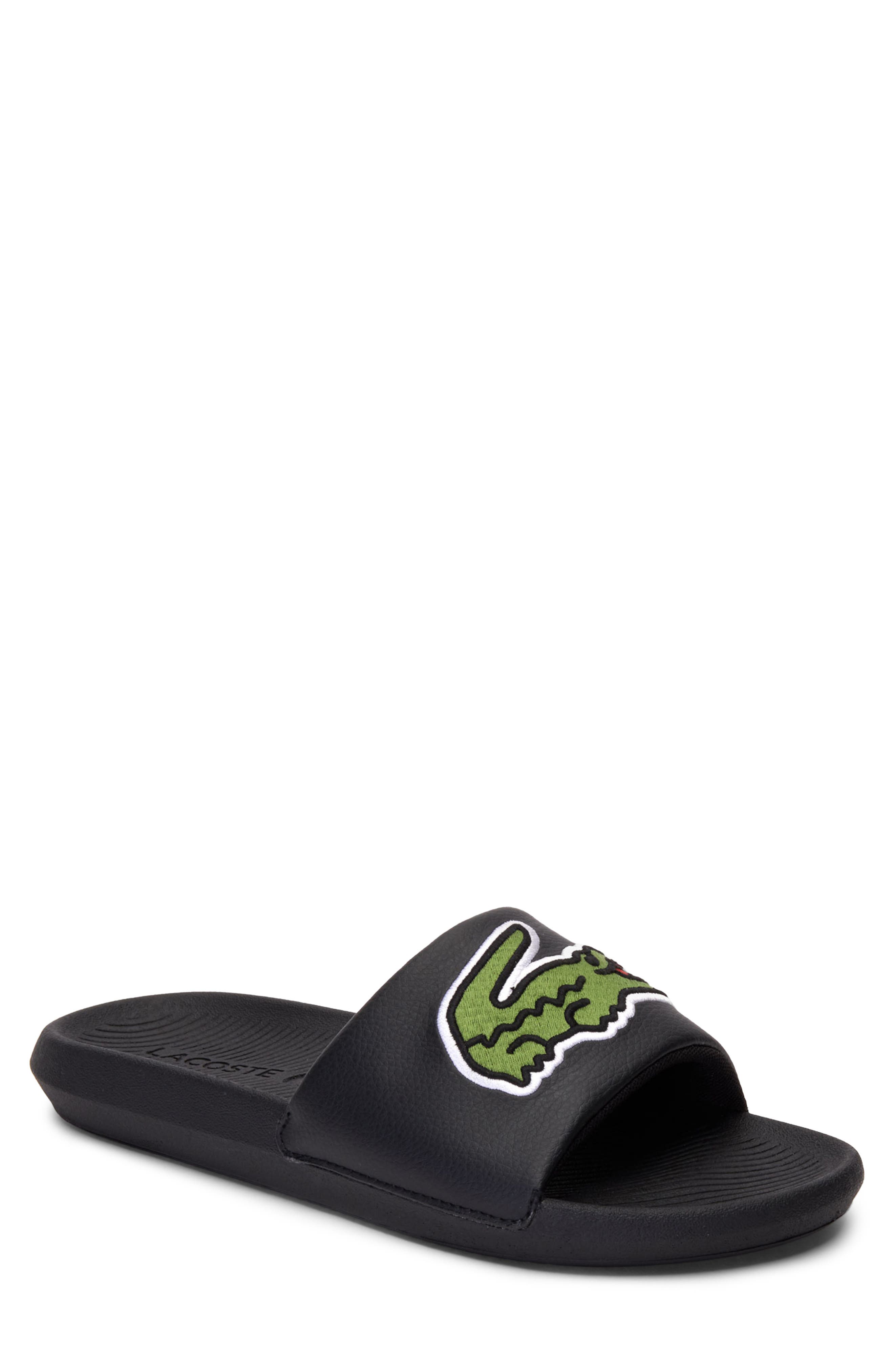 Croco Slide Sandal, Main, color, BLACK/ GREEN
