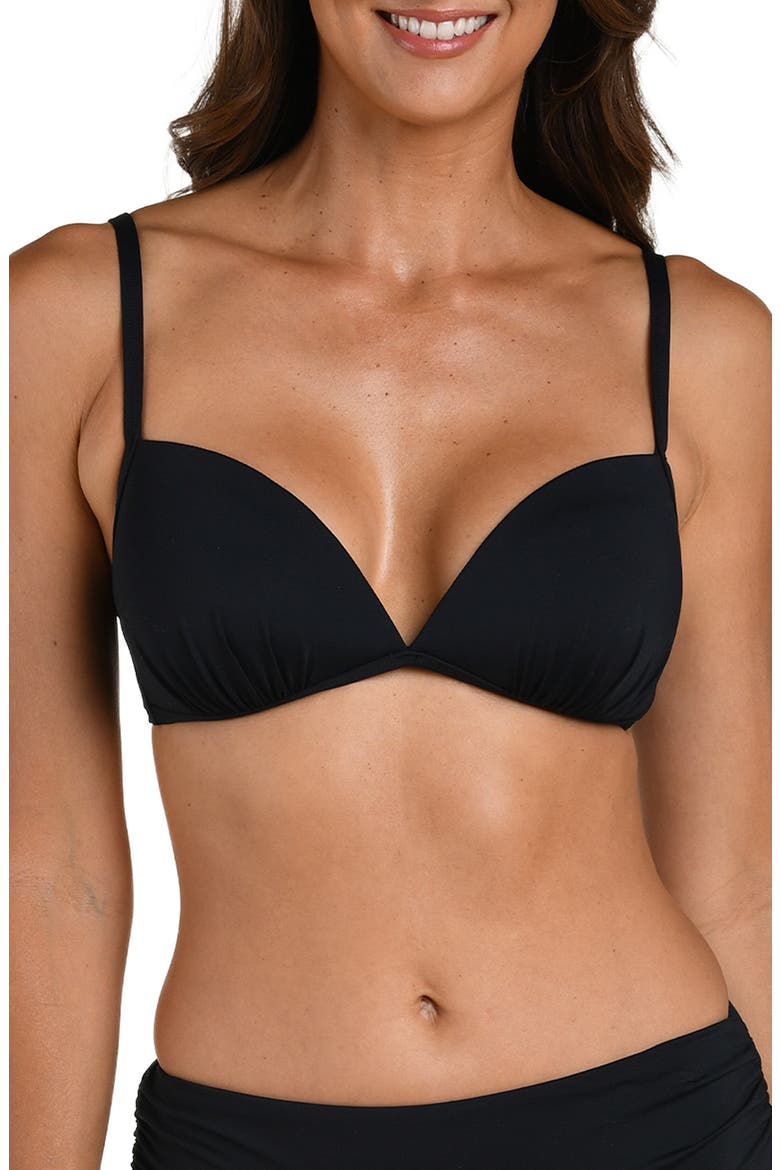 Deep Plunge Bikini Top, Main, color, BLACK