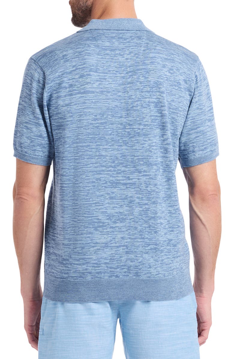 Robert Graham Raydon Johnny Collar Space Dye Sweater Polo, Alternate, color, Light Blue