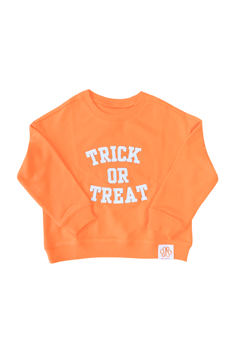 Trick-or-Treat Halloween Sweatshirt, Main, color, White/Orange