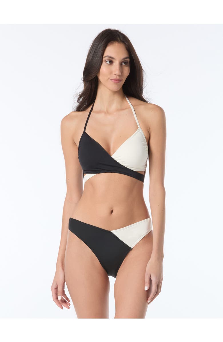 Vince Camuto Color Block Cross Front Bikini Top, Main, color, 