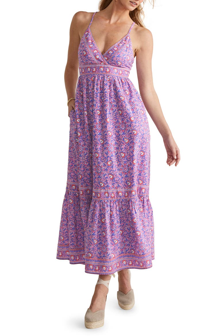 Tile Print Tie Back Maxi Sundress, Main, color, KATAMA TILE - VIOLET