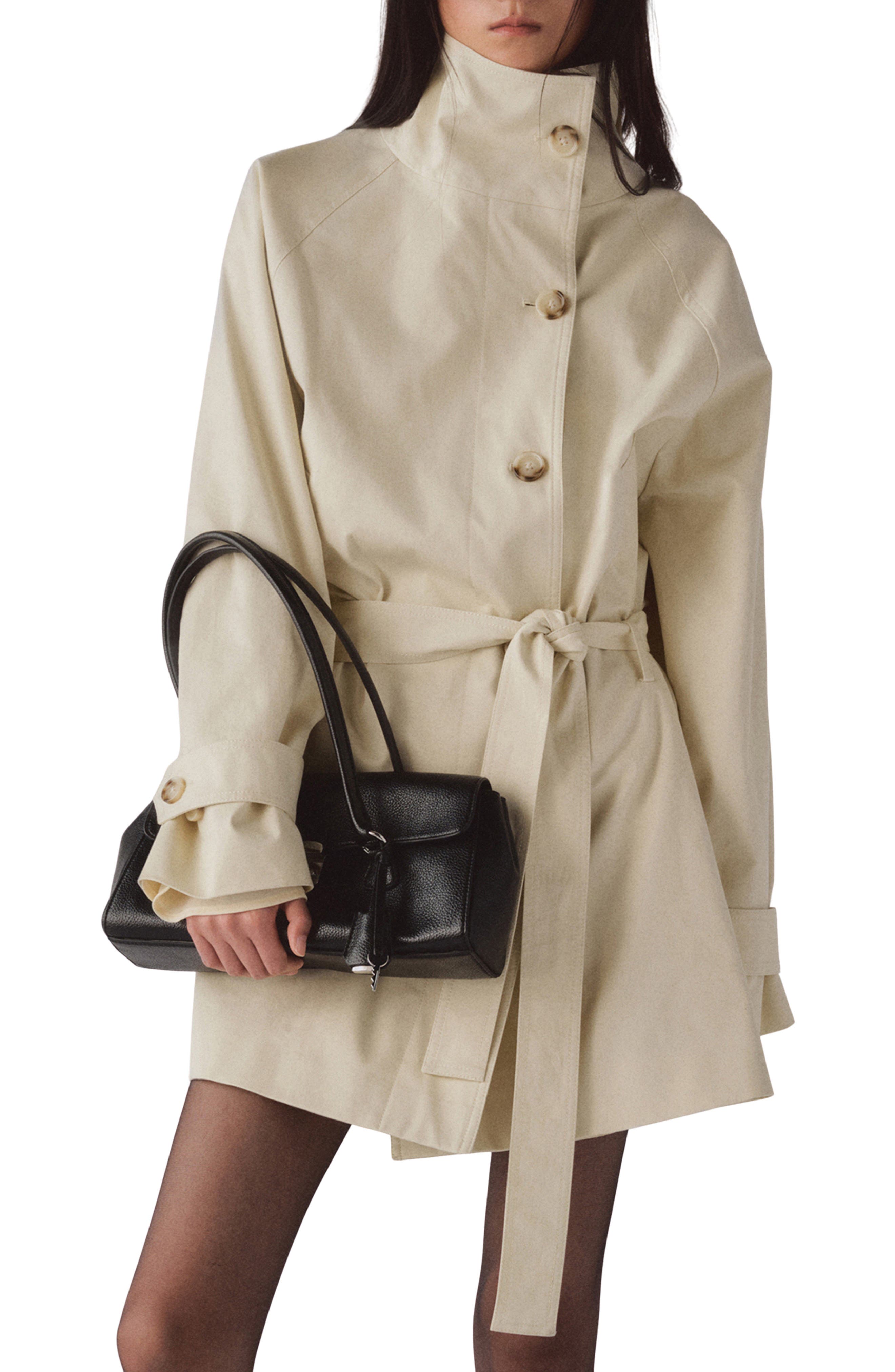 Funnel Neck Belted Trench Coat - image 3