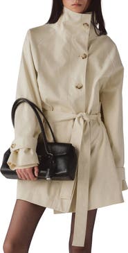 MANGO Funnel Neck Belted Trench Coat