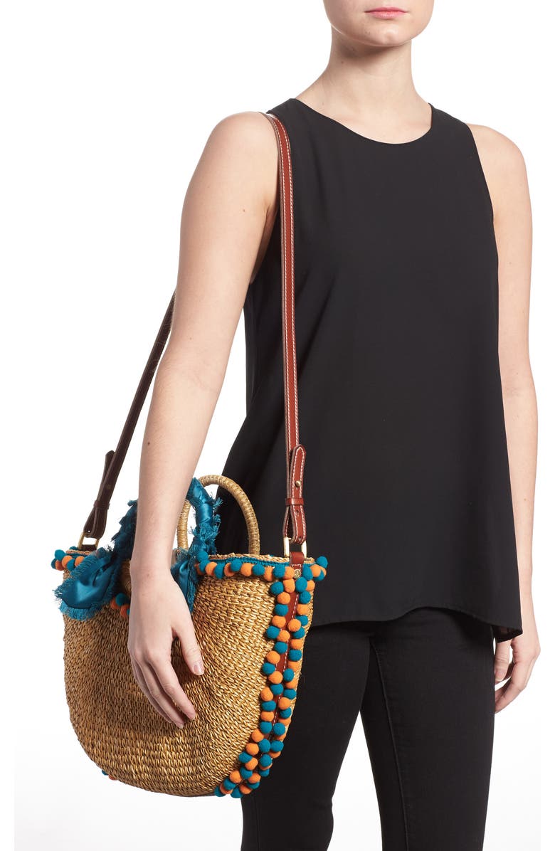 Sam Edelman Inessa Pompom Straw Tote, Alternate, color,