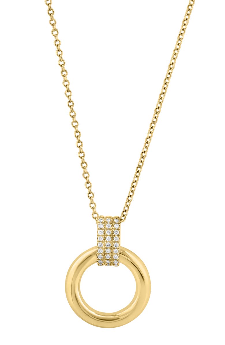 EFFY Pavé Diamond Open Circle Pendant Necklace, Alternate, color, Gold