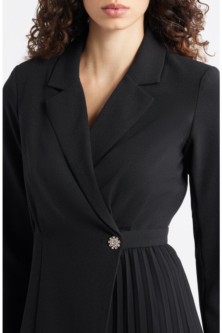 Rhinestone Detail Long Sleeve Stretch Crepe Dress, Alternate, color, BLACK