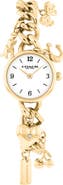COACH Iris Goldtone Charm Bracelet Watch, 22.5mm