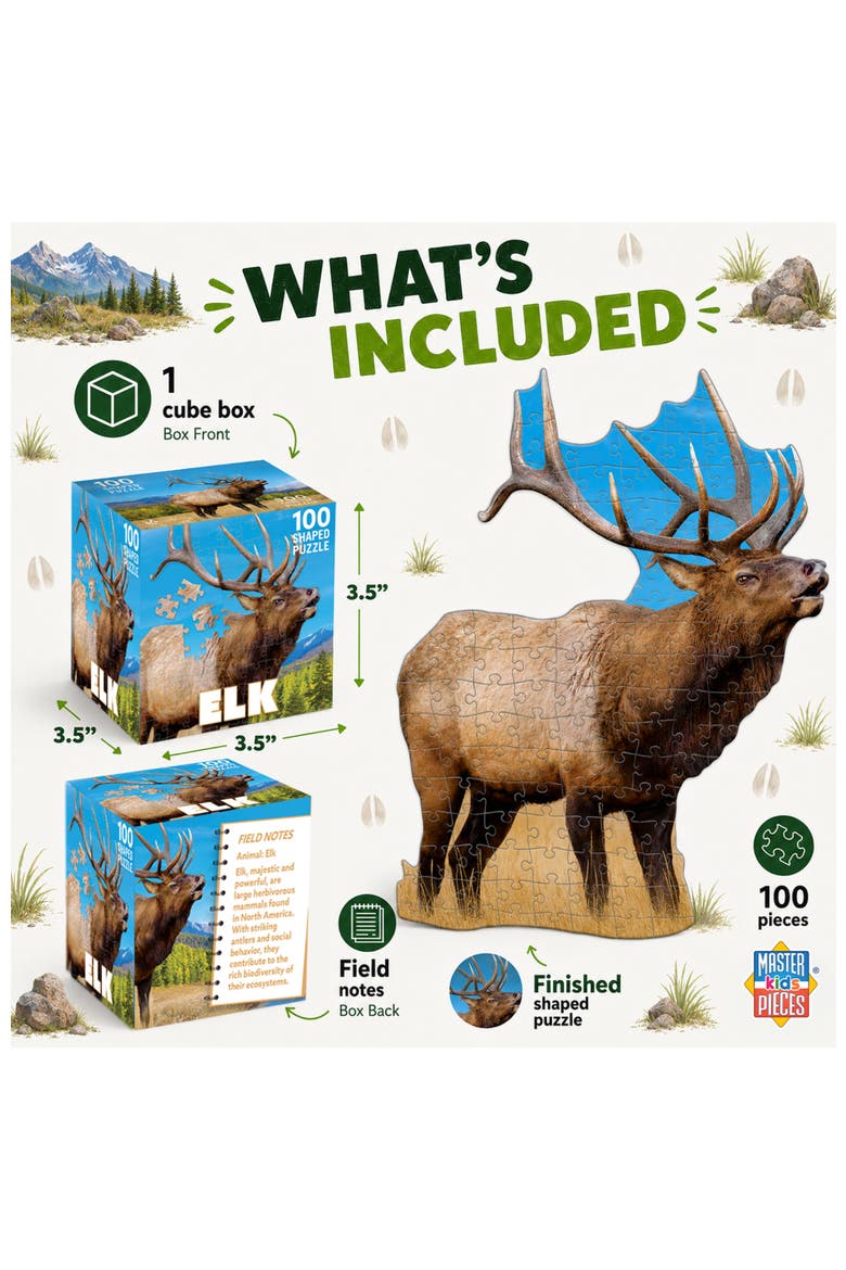 Elk 100 Piece Shaped Jigsaw Puzzle, Alternate, color, Multicolor