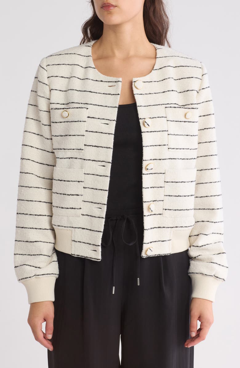 Laundry by Shelli Segal Stripe Knit Jacket, Main, color, 