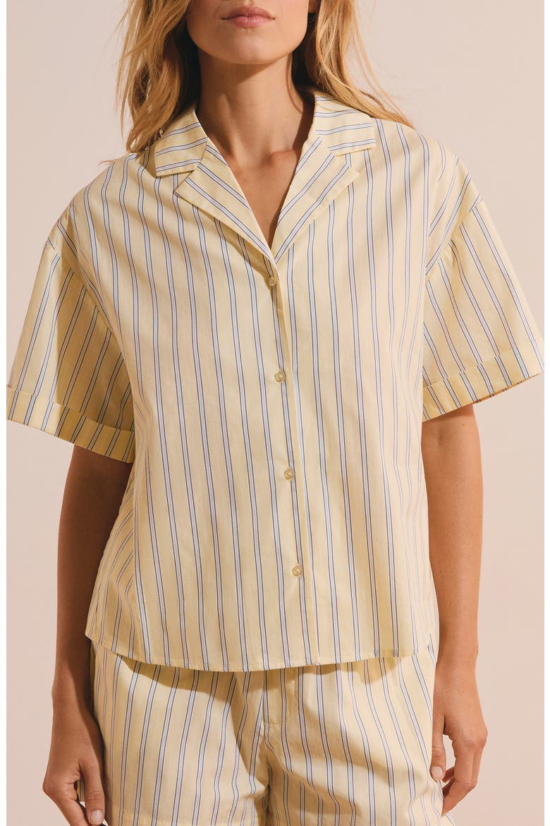 Benicio Striped Cotton Chemise, Main, color, LIGHT YELLOW
