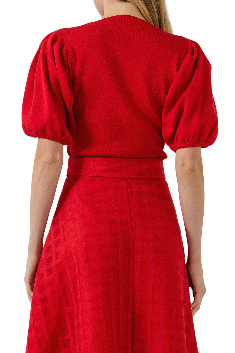 Short Sleeve Sweater Top, Alternate, color, RED