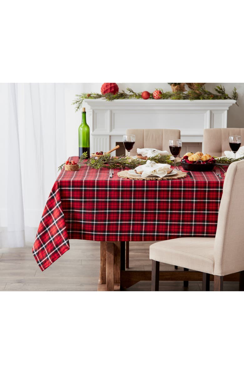 Design Imports Glad Tidings Plaid Cotton Round Tablecloth, Alternate, color, Glad Tidings Plaid