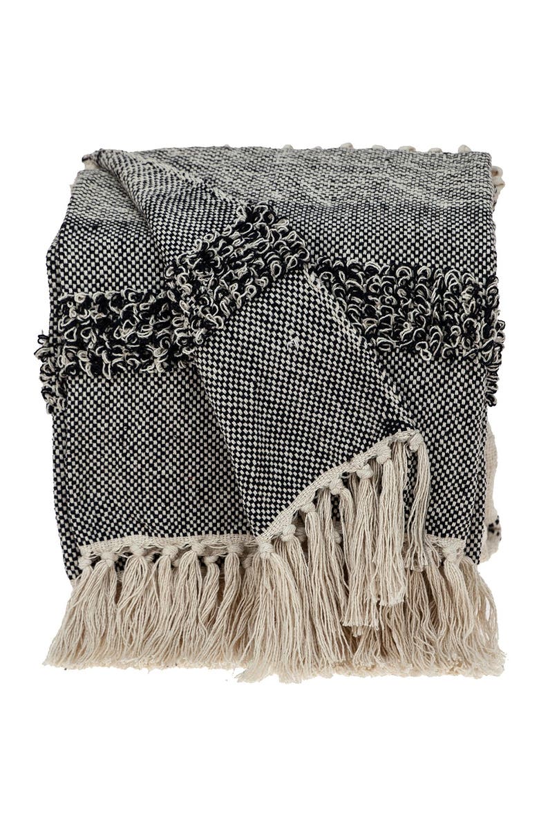 PARKLAND COLLECTION Palak Eclectic Beige 52" x 67" Woven Handloom Throw, Alternate, color, Beige