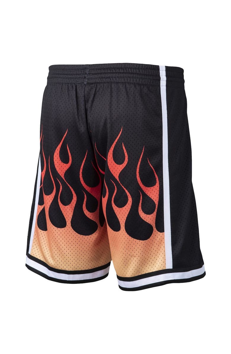 Mitchell & Ness Men's Mitchell & Ness Black Milwaukee Bucks 2000/01 Flames Swingman Shorts, Alternate, color,