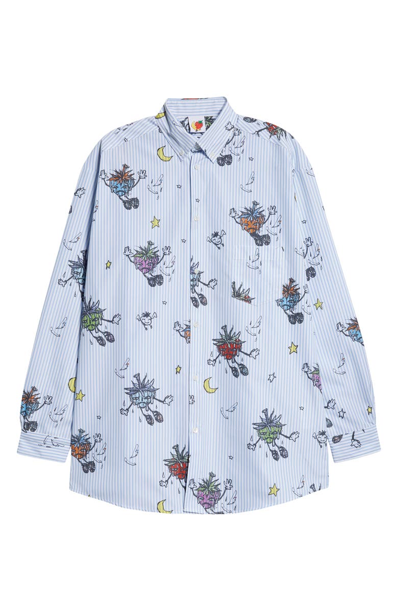 Sky High Farm Workwear Gender Inclusive Strawbabiez Stripe Button-Down Shirt, Alternate, color, 