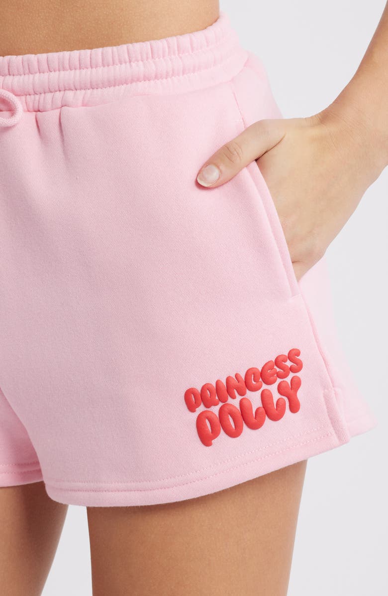 Princess Polly Cotton Blend Drawstring Sweat Shorts, Alternate, color, Pink