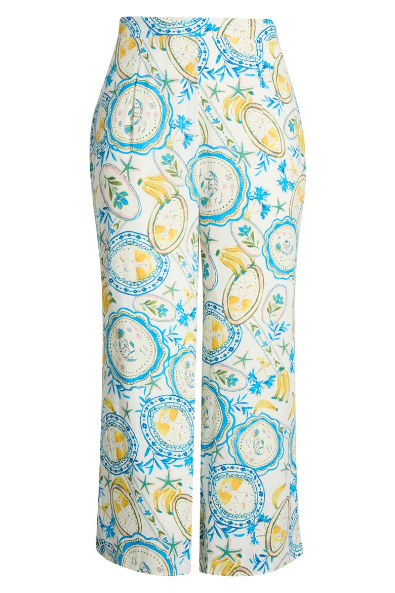 Harvest Island Elena Wide Leg Pants, Alternate, color, WHITE-BLUE-YELLOW