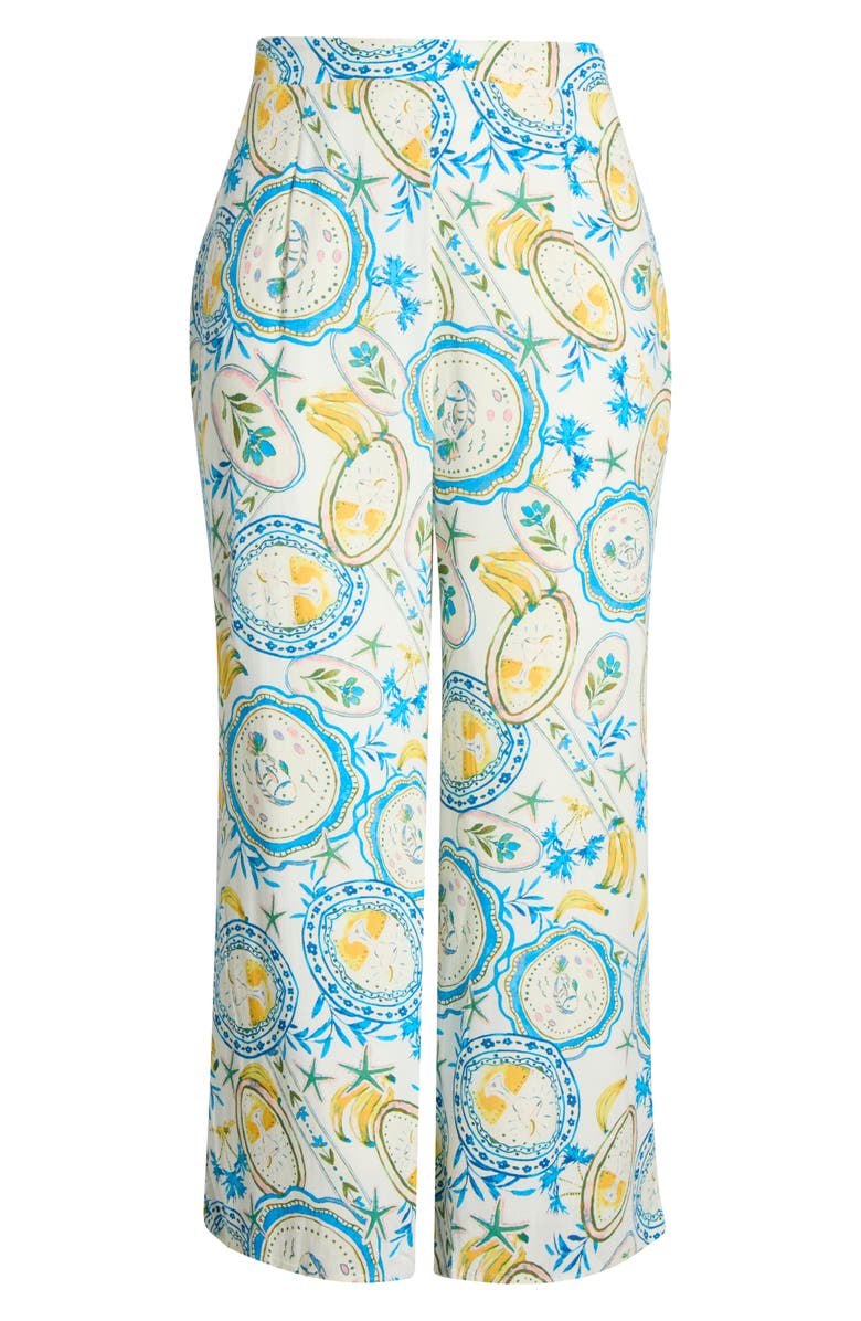 SUGARLIPS Harvest Island Elena Wide Leg Pants, Alternate, color, White-Blue-Yellow